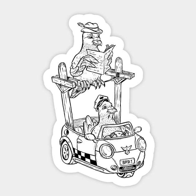 Bird Taxi Sticker by AJIllustrates